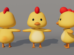 Rigged Cartoon Chicken 3D Model