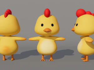 Rigged Cartoon Chicken 3D Model