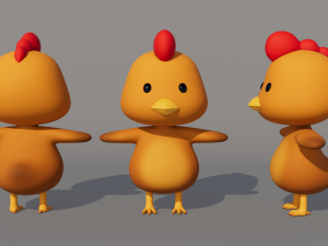 Rigged Cartoon Chicken 3D Model