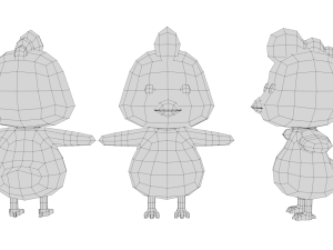 Rigged Cartoon Chicken 3D Model