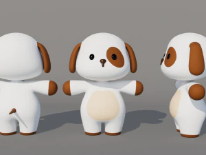 Rigged Cartoon Dog 3D Model