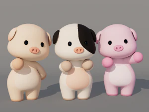 Rigged Cartoon Pig 3D Model