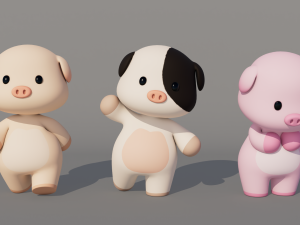 Rigged Cartoon Pig Modelo 3D