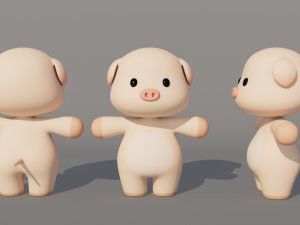 Rigged Cartoon Pig Modelo 3D