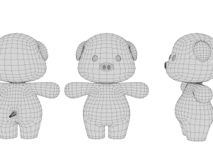 Rigged Cartoon Pig 3D Model