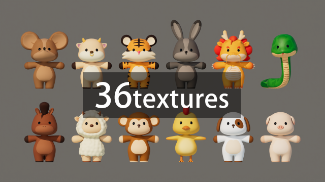Rigged Cartoon Animals Collection Pack-1 Model 3D .c4d .max .obj .3ds .fbx .stl .blend 