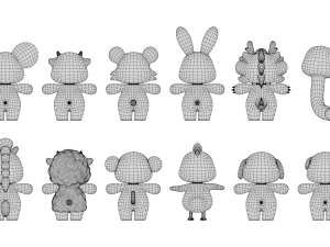 Rigged Cartoon Animals Collection Pack-1 Model 3D