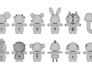 Rigged Cartoon Animals Collection Pack-1 3D Model