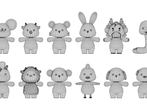 Rigged Cartoon Animals Collection Pack-1 Model 3D