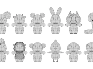 Rigged Cartoon Animals Collection Pack-1 3D Model