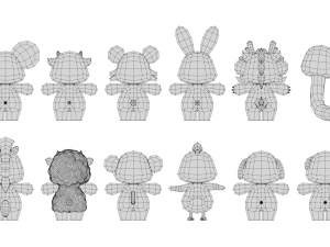 Rigged Cartoon Animals Collection Pack-1 Model 3D