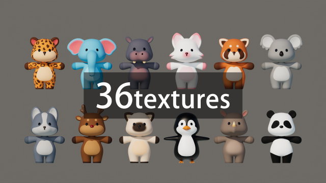 Rigged Cartoon Animals Collection Pack-2 3D 模型 .c4d .max .obj .3ds .fbx .stl .blend 