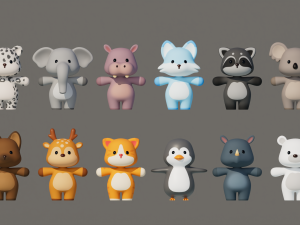 Rigged Cartoon Animals Collection Pack-2 3D 模型