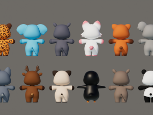 Rigged Cartoon Animals Collection Pack-2 3D 模型