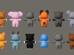 Rigged Cartoon Animals Collection Pack-2 3D Model