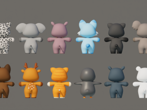 Rigged Cartoon Animals Collection Pack-2 3D 模型