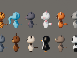 Rigged Cartoon Animals Collection Pack-2 3D 模型