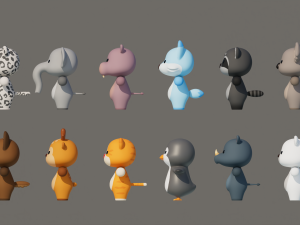 Rigged Cartoon Animals Collection Pack-2 3D 模型