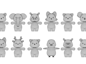 Rigged Cartoon Animals Collection Pack-2 3D Model