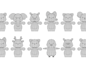 Rigged Cartoon Animals Collection Pack-2 3D 模型
