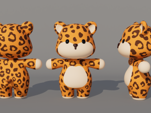 Rigged Cartoon Leopard 3D Model