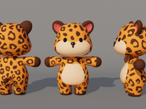 Rigged Cartoon Leopard 3D Model