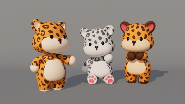 Rigged Cartoon Leopard 3D Model .c4d .max .obj .3ds .fbx .stl .blend 