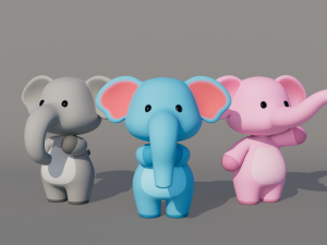 Rigged Cartoon Elephant Modelo 3D