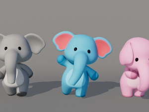 Rigged Cartoon Elephant 3D Model