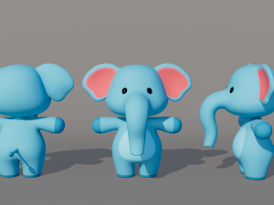 Rigged Cartoon Elephant 3D Model