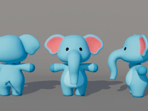 Rigged Cartoon Elephant 3D Model
