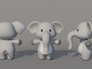 Rigged Cartoon Elephant 3D Model