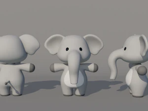 Rigged Cartoon Elephant 3D Model