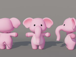 Rigged Cartoon Elephant 3D Model