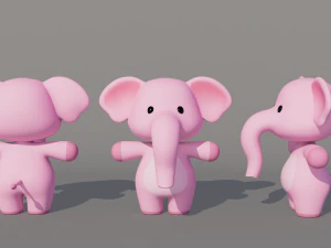 Rigged Cartoon Elephant 3D Model
