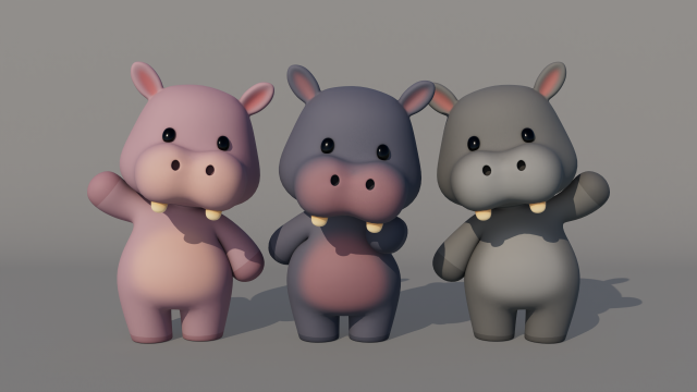 Rigged Cartoon Hippo 3D Model .c4d .max .obj .3ds .fbx .stl .blend 