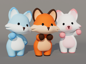 Rigged Cartoon Fox 3Dモデル
