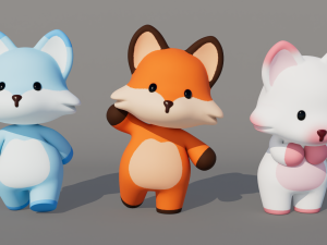 Rigged Cartoon Fox 3D Модель