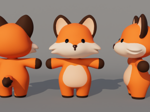 Rigged Cartoon Fox 3D Модель
