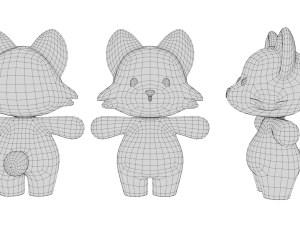 Rigged Cartoon Fox 3D Модель