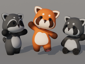 Rigged Cartoon Raccoon Model 3D