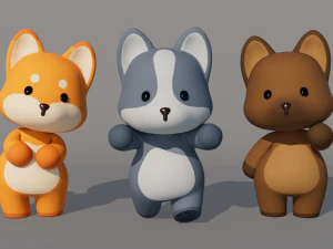 Lobo de dibujos animados aparejado Modelo 3D