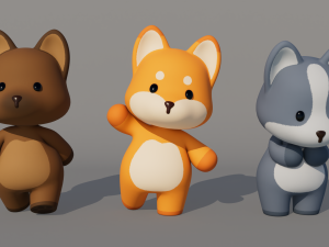 Rigged Cartoon Wolf 3D-Modell