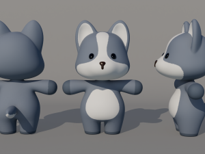 Rigged Cartoon Wolf 3D-Modell