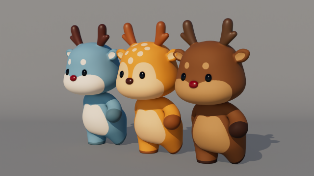 Rigged Cartoon Deer 3D 模型 .c4d .max .obj .3ds .fbx .stl .blend 