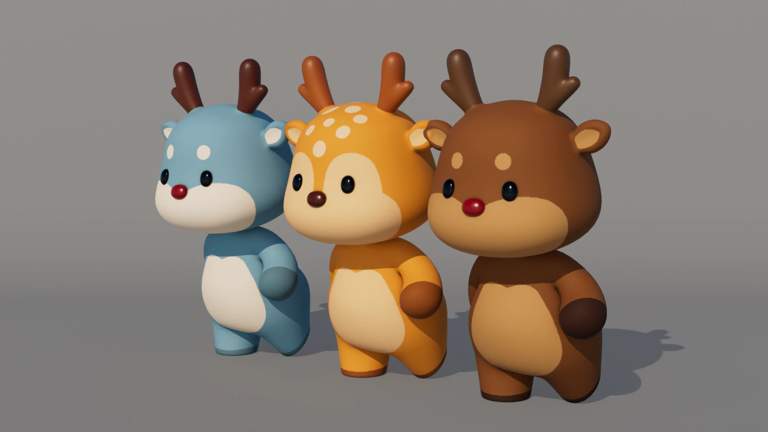 Rigged Cartoon Deer 3D Model .c4d .max .obj .3ds .fbx .stl .blend 