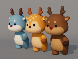 Rigged Cartoon Deer 3Dモデル