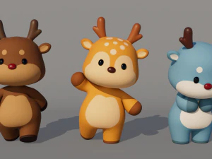 Rigged Cartoon Deer 3D Model