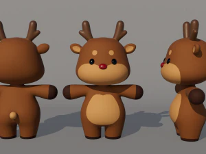 Rigged Cartoon Deer 3D Model
