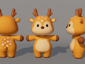 Rigged Cartoon Deer 3D 模型